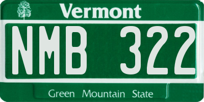 VT license plate NMB322