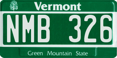 VT license plate NMB326