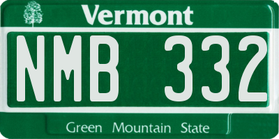 VT license plate NMB332