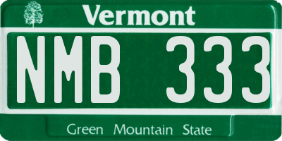 VT license plate NMB333