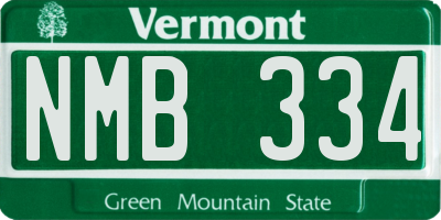 VT license plate NMB334