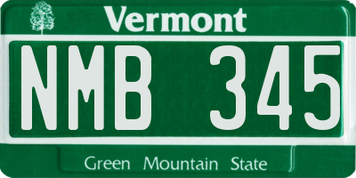VT license plate NMB345