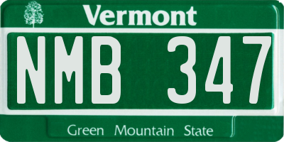 VT license plate NMB347