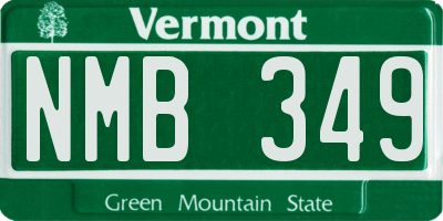 VT license plate NMB349