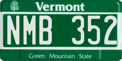 VT license plate NMB352