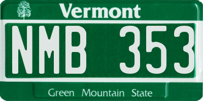 VT license plate NMB353