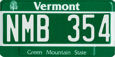 VT license plate NMB354