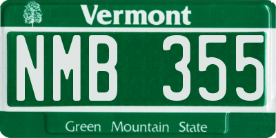 VT license plate NMB355