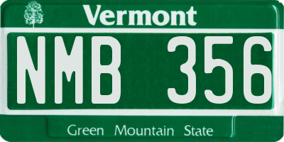 VT license plate NMB356