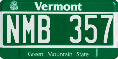 VT license plate NMB357