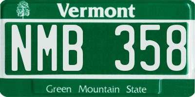 VT license plate NMB358