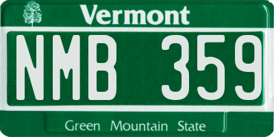 VT license plate NMB359