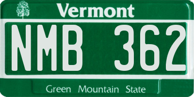 VT license plate NMB362