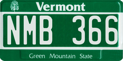 VT license plate NMB366
