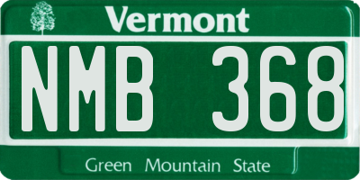 VT license plate NMB368