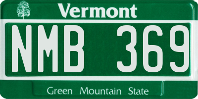 VT license plate NMB369