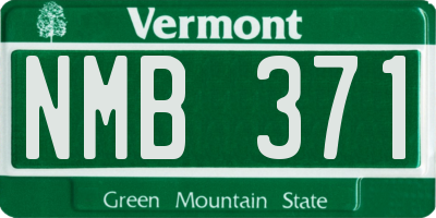 VT license plate NMB371