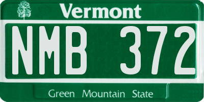 VT license plate NMB372