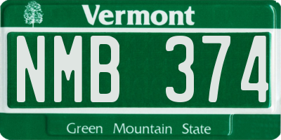 VT license plate NMB374
