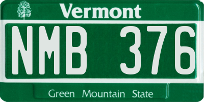 VT license plate NMB376