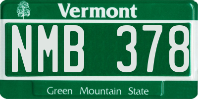 VT license plate NMB378