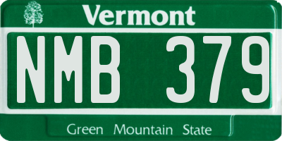 VT license plate NMB379