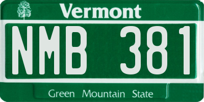 VT license plate NMB381