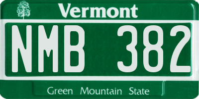 VT license plate NMB382