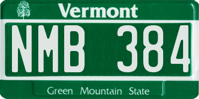 VT license plate NMB384