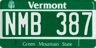 VT license plate NMB387