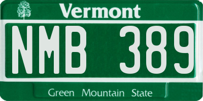 VT license plate NMB389