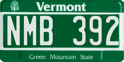 VT license plate NMB392
