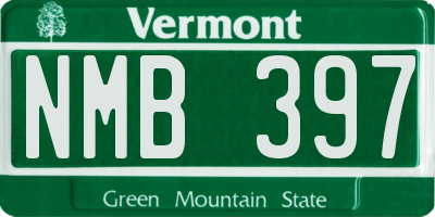 VT license plate NMB397