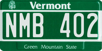VT license plate NMB402