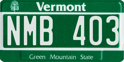 VT license plate NMB403
