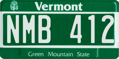 VT license plate NMB412