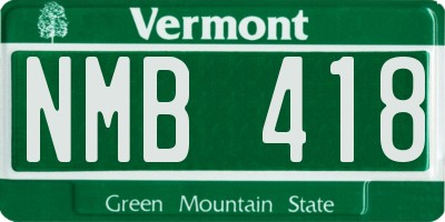 VT license plate NMB418