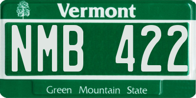 VT license plate NMB422