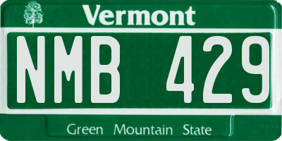 VT license plate NMB429