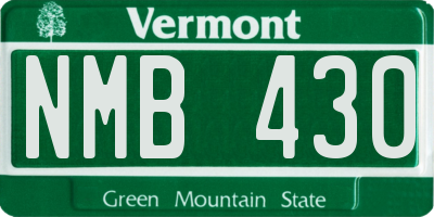 VT license plate NMB430