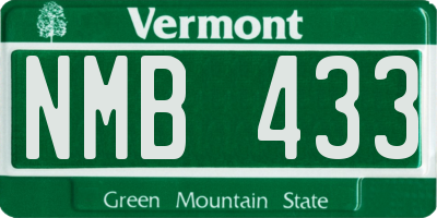 VT license plate NMB433