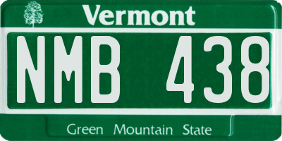 VT license plate NMB438