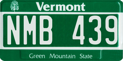 VT license plate NMB439