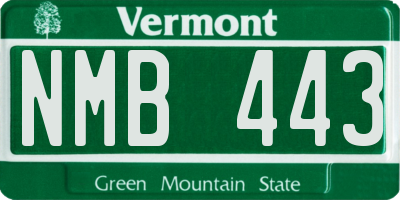 VT license plate NMB443