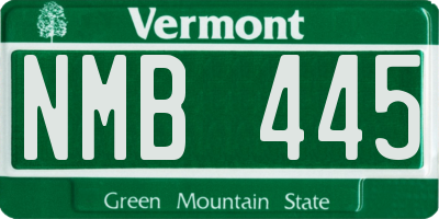VT license plate NMB445