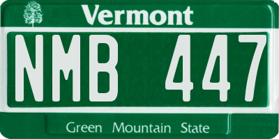 VT license plate NMB447