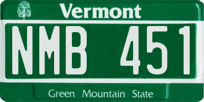 VT license plate NMB451