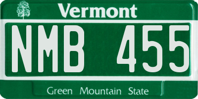 VT license plate NMB455