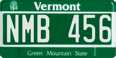 VT license plate NMB456