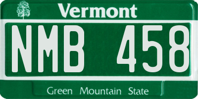VT license plate NMB458